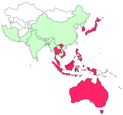 Map showing presence in Asia–Pacific